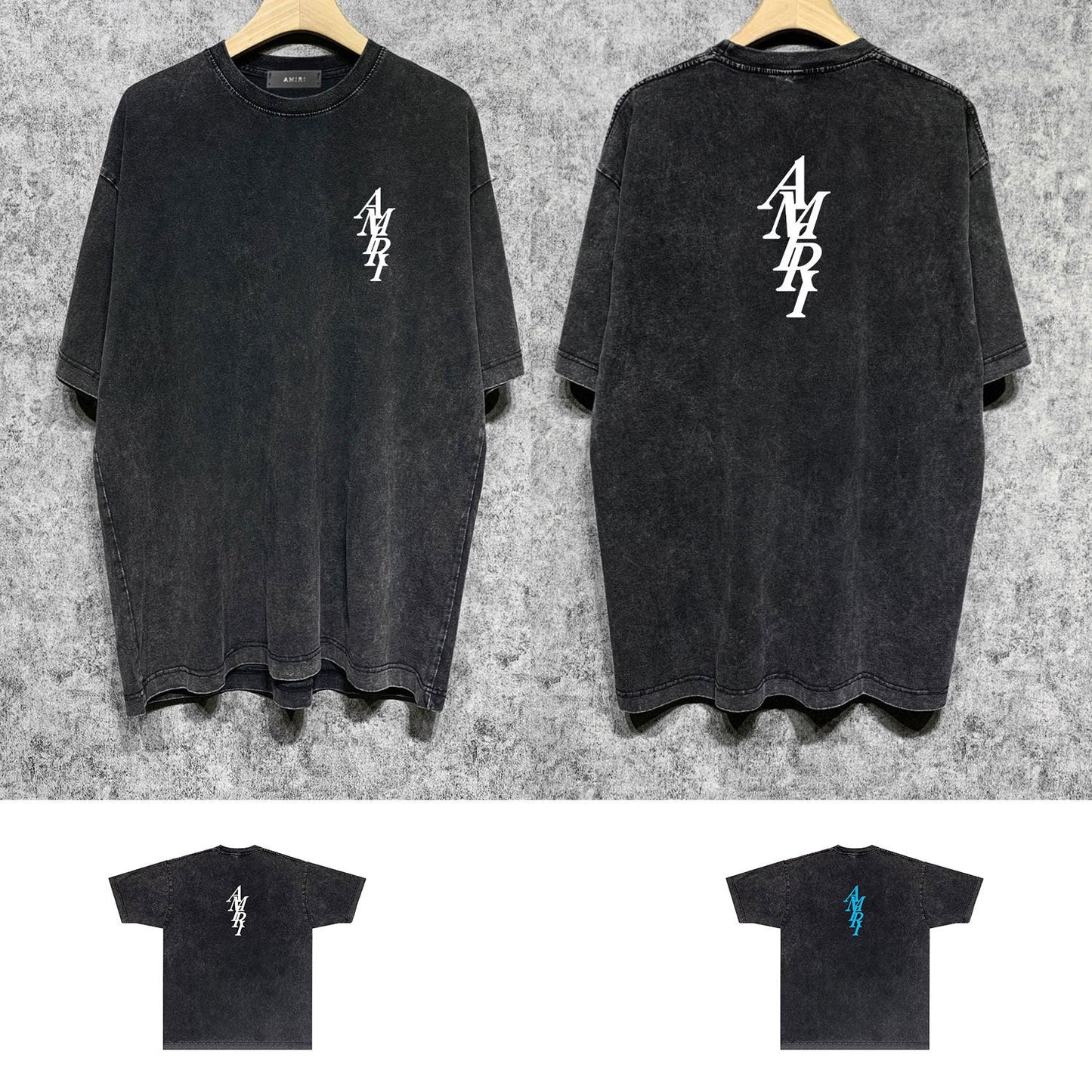 Amiri washed t-shirt vertical letterprinting short sleeves