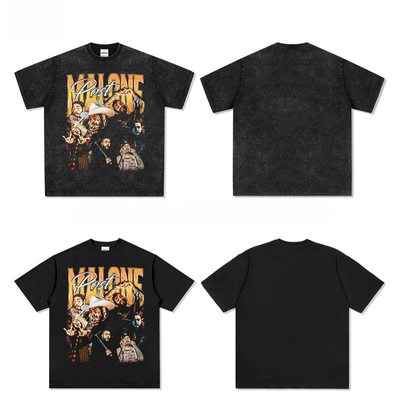 New york hip hop shop vintage hip hop Potz Ma Long Post Malone print short sleeve t-shirt