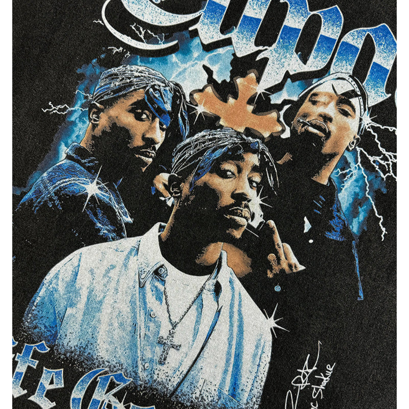 Streetwear Masculino Vintage Hip Hop Tupac Print Long Sleeve Short Sleeve T-Shirt