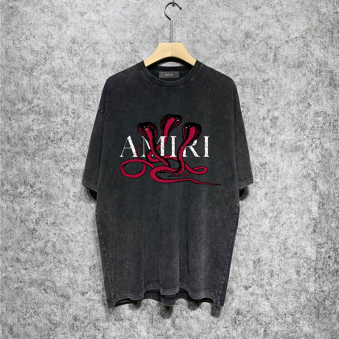 Amiri washed t-shirt new font cobra printing short sleeve