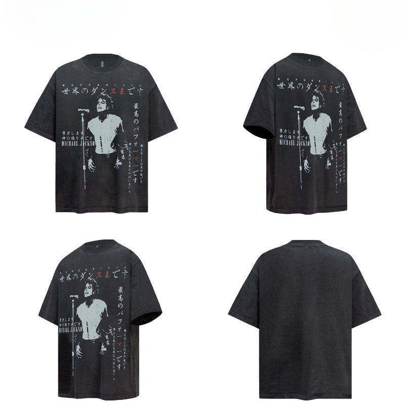 80s And 90s Vintage T Shirts Vintage Singer Dance King Washing Water Old Short Sleeve T-Shirts