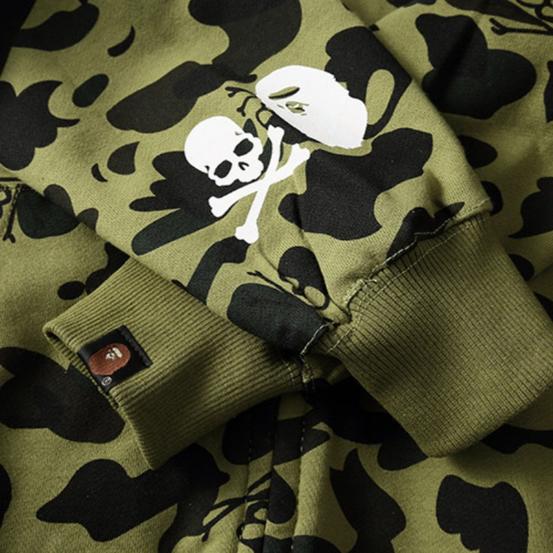 Ape Hoodie Two-Hat Camouflage Hoodie Men's and Women's Hooded Cardigan Shark Sweater Jacket