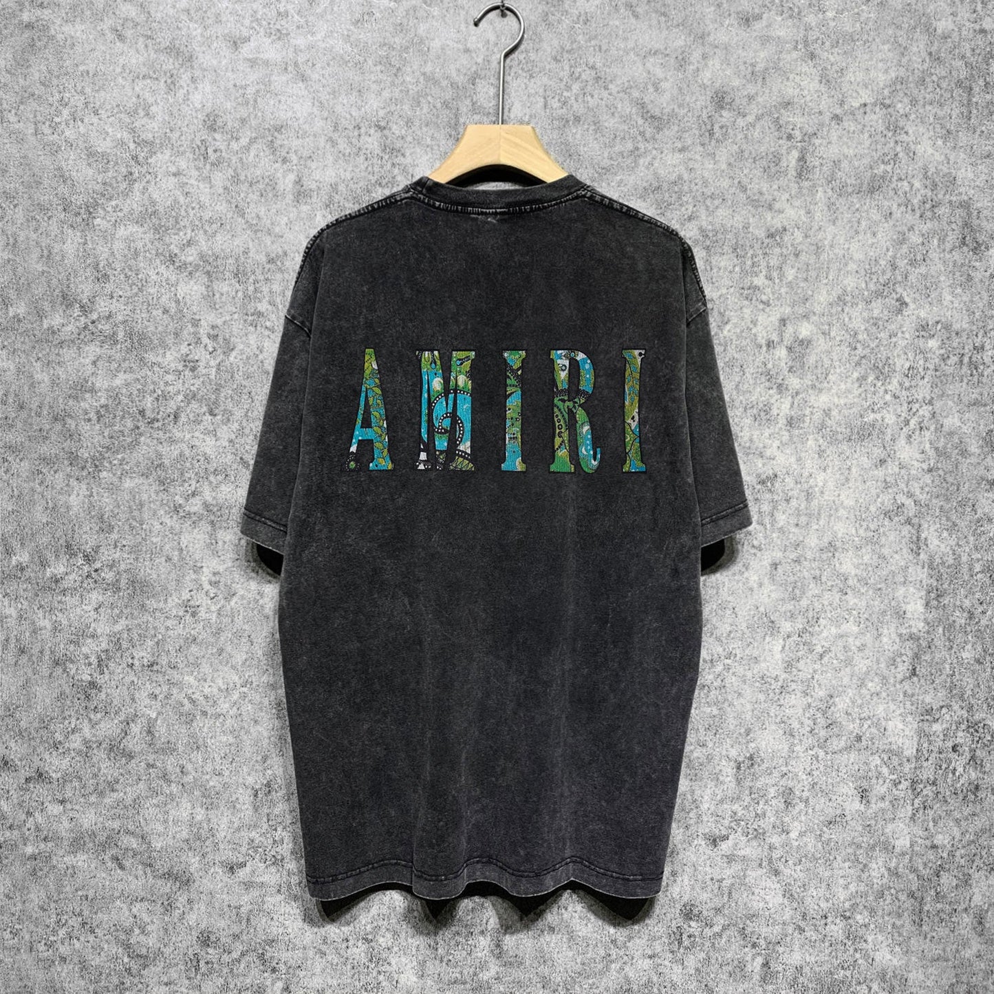 Amiri washed t-shirt waist flower camouflage letter short sleeves