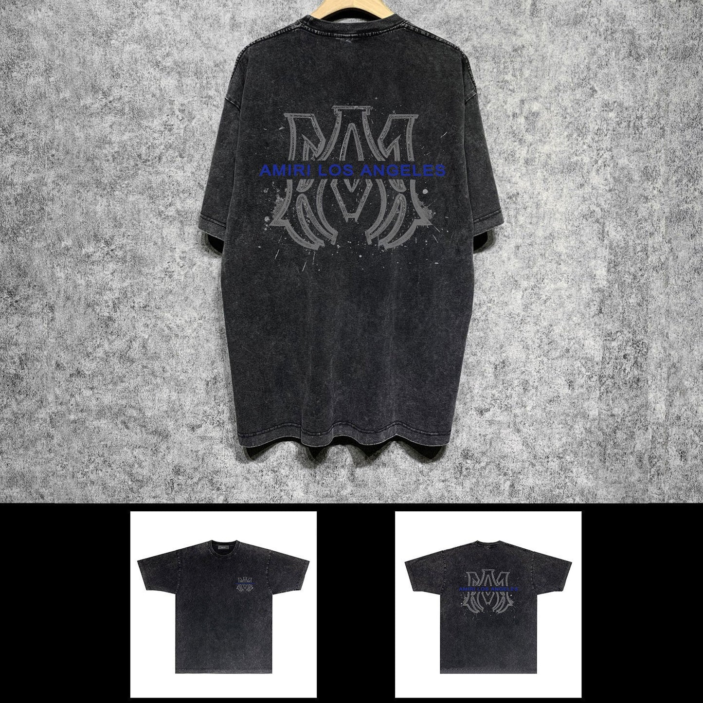 Amiri washed t-shirt splash ink large simple label short sleeves