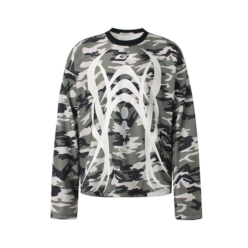 Unisex long-sleeved shirt autumretro camouflage