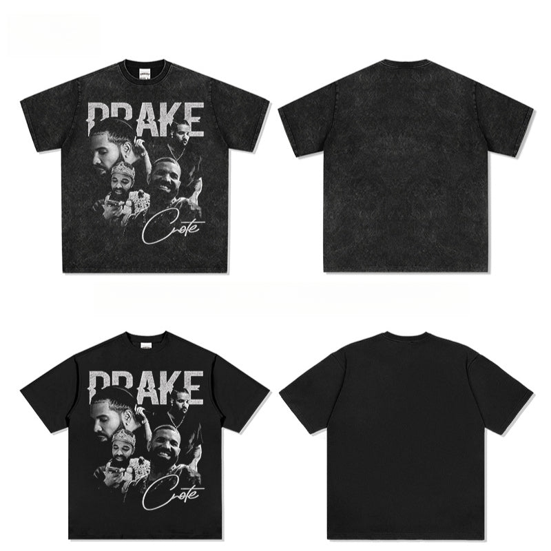 Cool t rapper Drake print hip hop crew neck hiphop short sleeve vintage t-shirt
