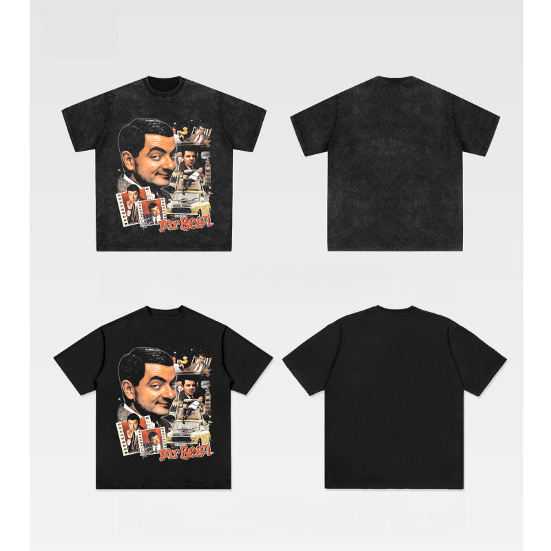 Streetwear masculino comedian bean atkinson print short sleeve t-shirt