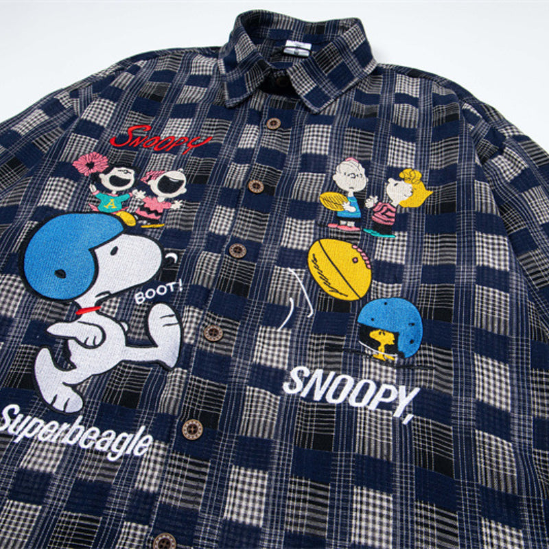 Y2K mens shirt summer cute cartoon embroidery design sense loose