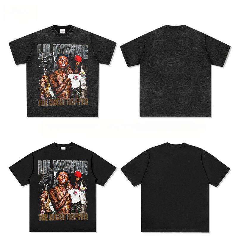 Marcas streetwear usa vintage ilwayne print short sleeve t-shirt