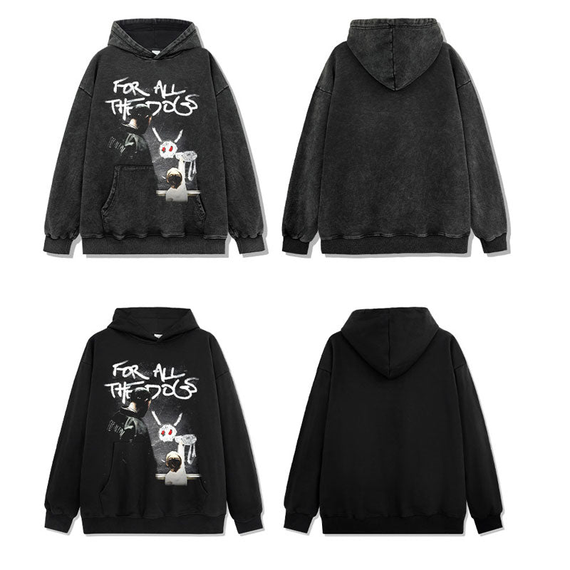 Marcas streetwear usa vintage drake print hooded sweater