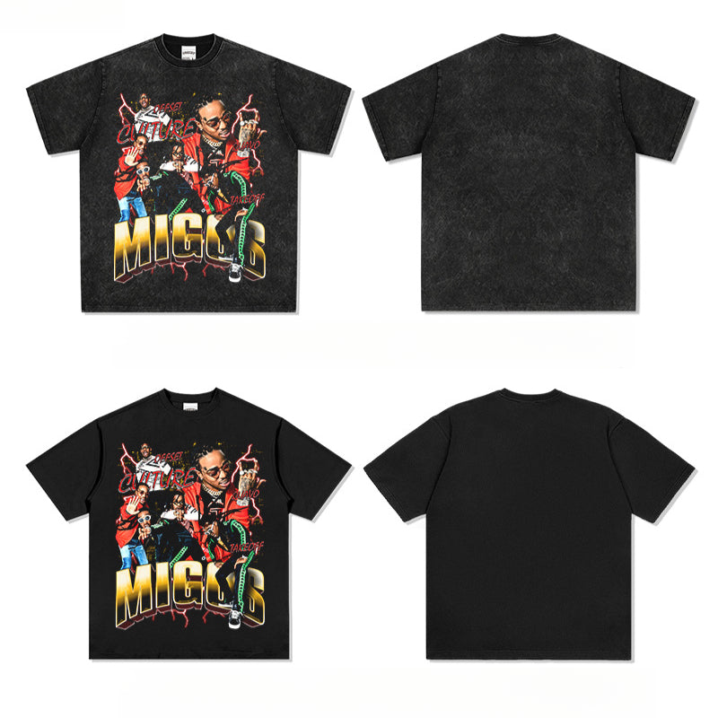 New york hip hop shop hip hop migos print vintage hiphop short sleeve t-shirt