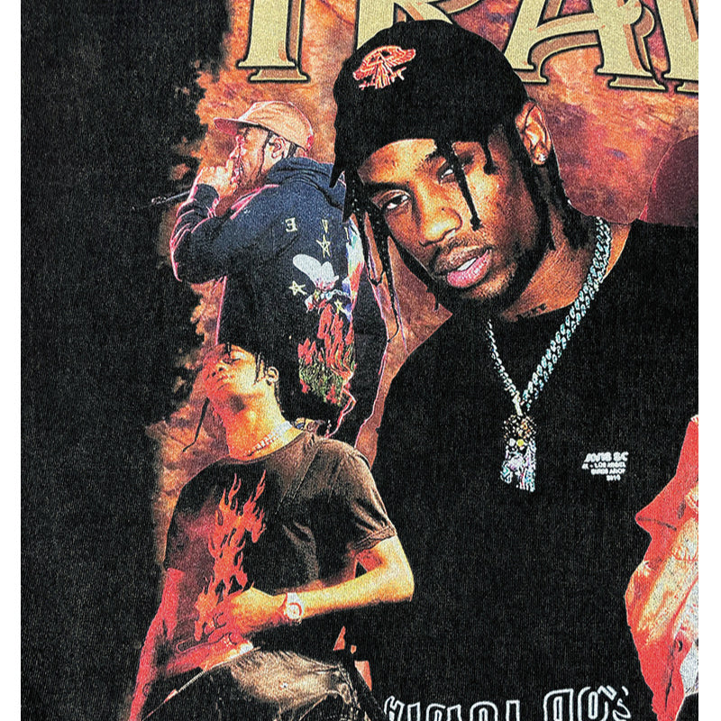Cool t rapper vintage hip hop Travis print long sleeve short sleeve t-shirt Vintage