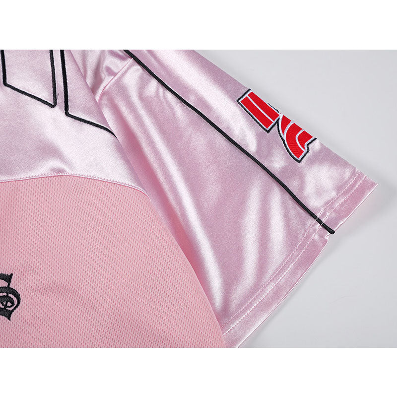 Racing oversized t shirt racing embroidered V-neck sports jersey short-sleeved t-shirt