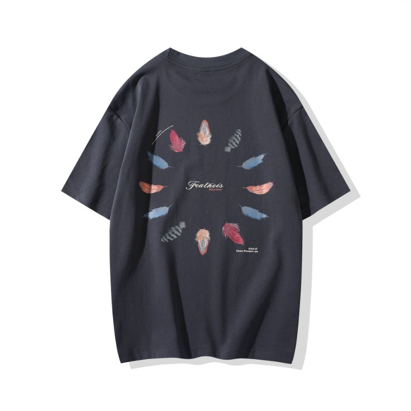 Men T-shirts Vintage Short Sleeve Men's Summer Print Bottom Shirt