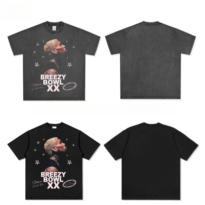 New york hip hop shop vintage hip hop Chris Brown print short sleeve t-shirt