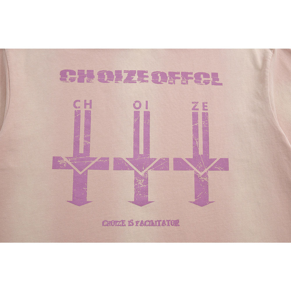 Nostalgia T Shirts Vintage Crew Neck T-Shirt Embroidered Letters Loose Casual