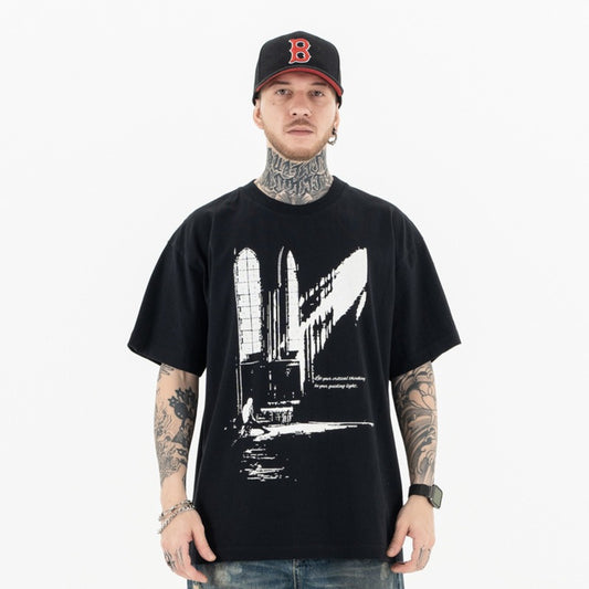 Vintage College Shirts Summer Vintage Art Film Loose Short Sleeve T-Shirt
