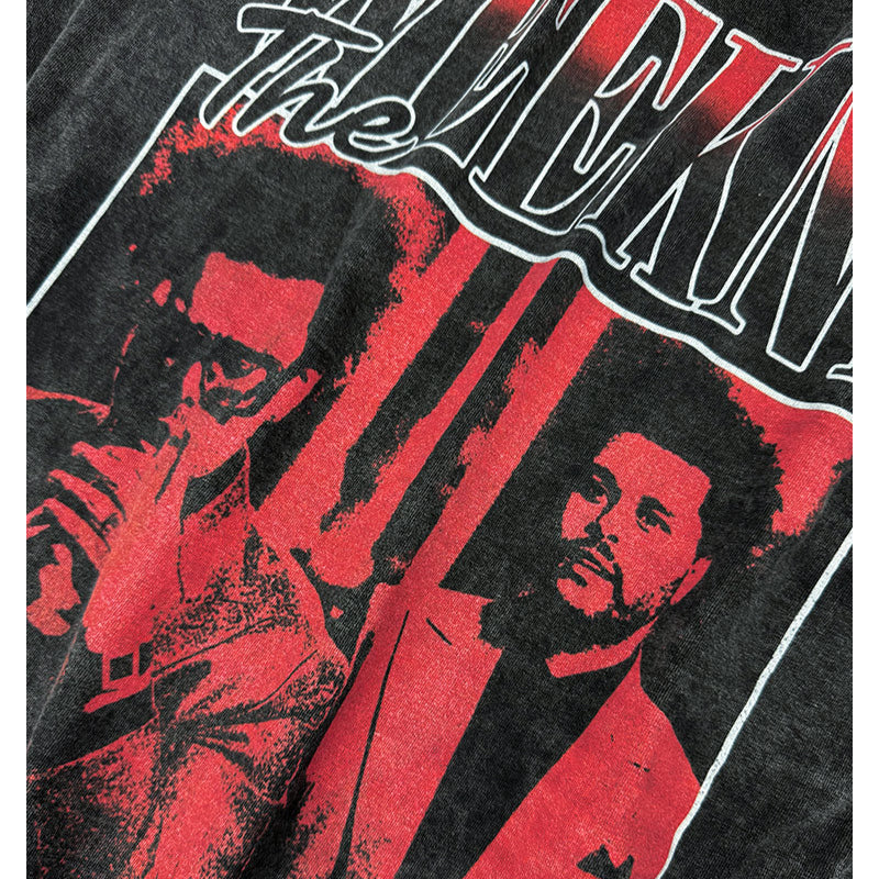 New york hip hop shop weeknd print short sleeve hip hop loose t shirt