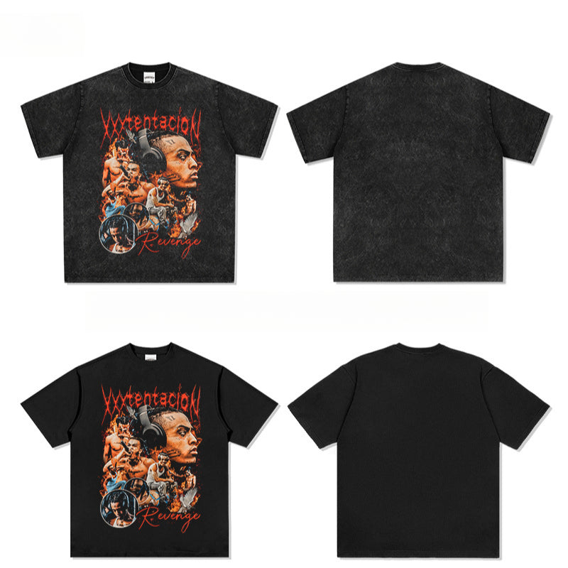Streetwear masculino vintage hip hop XXX tentcioN print long sleeve short sleeve t-shirt