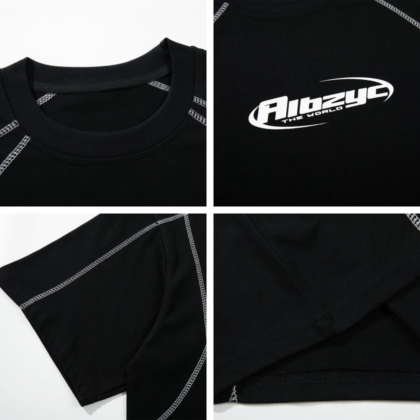 USA Vintage T-Shirt Shrimp Line Letter Print Men's Summer