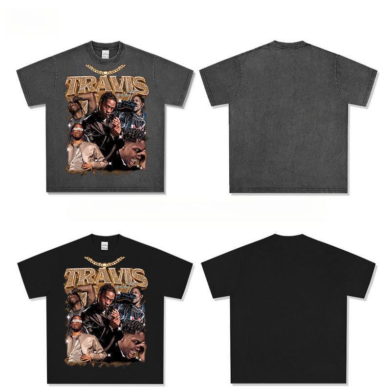 New york hip hop shop hip hop TRAVIS SCOTT print short sleeve t-shirt
