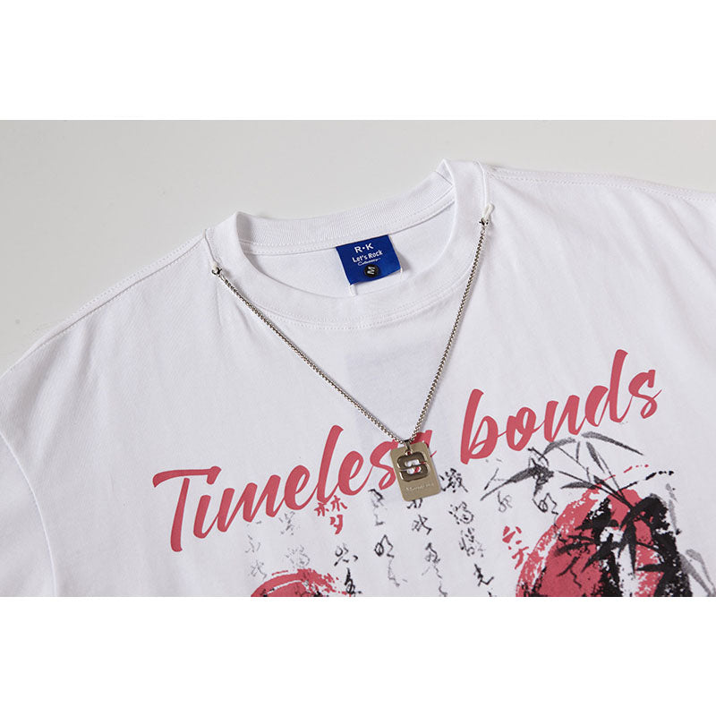 Casual Street Wear Butterfly Print Crew Neck Short Sleeve T-Shirt Vintage Loose