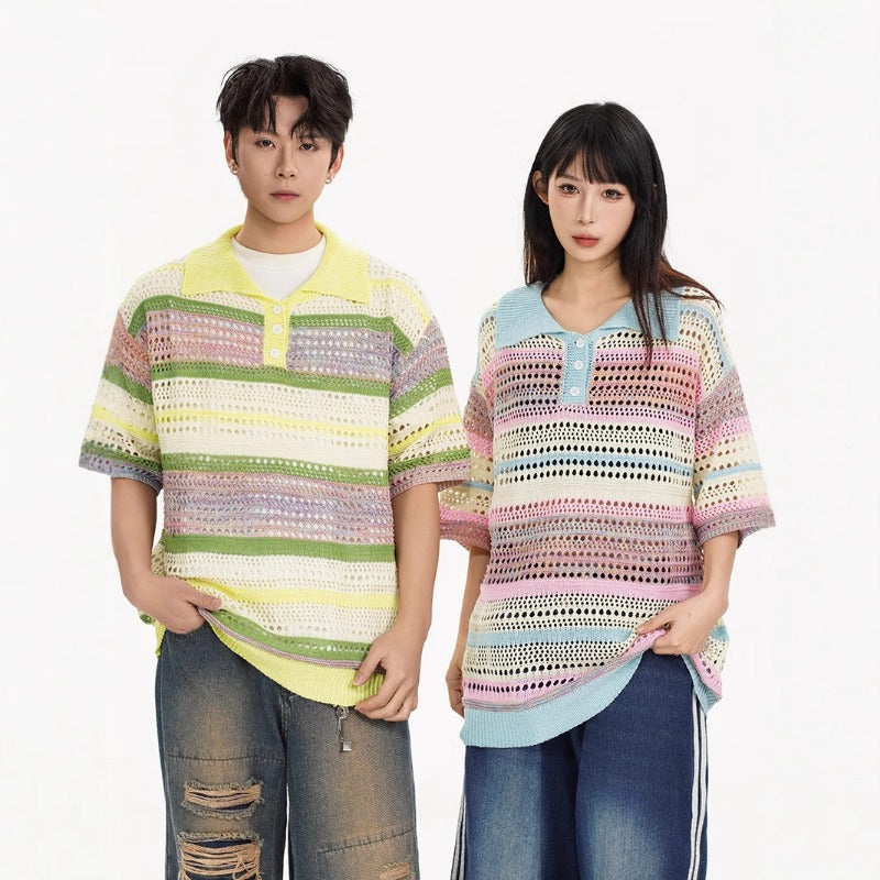 Nyc 1990 Shirt Vintage Striped Knitted polo shirt