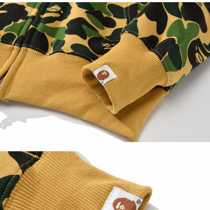 Ape Hoodie Joint S24 Falcon Full Zip Camouflage Loose Hooded Sweater