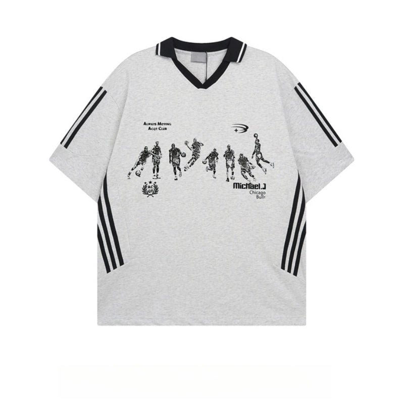 Racing oversized t shirt v-neck short-sleeved men's t-shirt summer