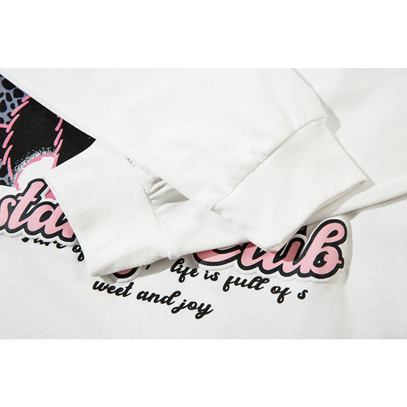 Marcas De Streetwear Cat Print Casual Men's and Women's Long Sleeve T-Shirt