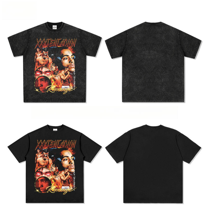 Cool t rapper vintage hip hop XXX tentacion print hiphop short sleeve t-shirt