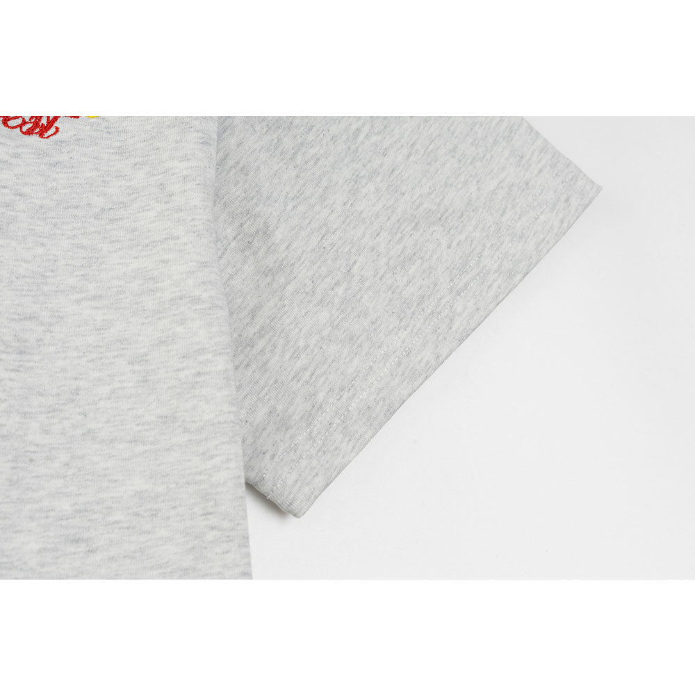 New York Hip Hop Style Floral Embroidery Short Sleeve T-Shirt