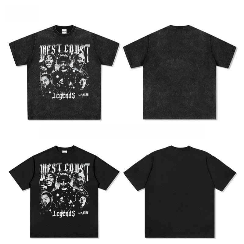New york hip hop shop vintage west coast hip hop west coust print short sleeve t-shirt