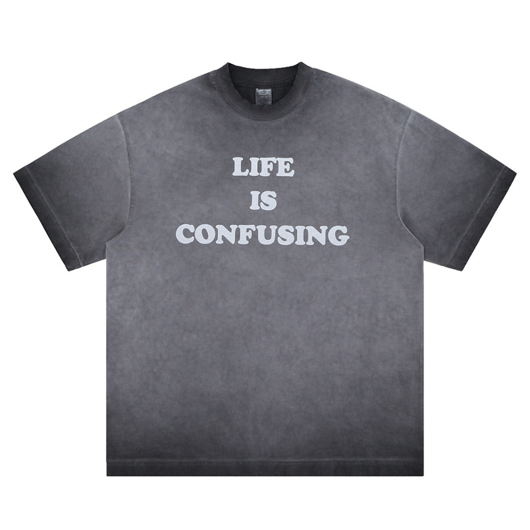Vintage 90s Hip Hop Clothing Summer Vintage Alphabet Print Short Sleeve T-Shirt with gradual change