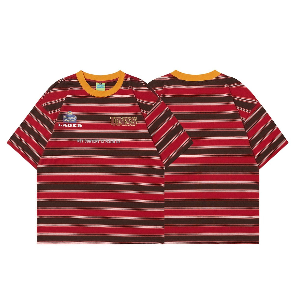 90s West Coast Hip Hop Fashion T Shirts Vintage Contrast Striped Half-Sleeve Top