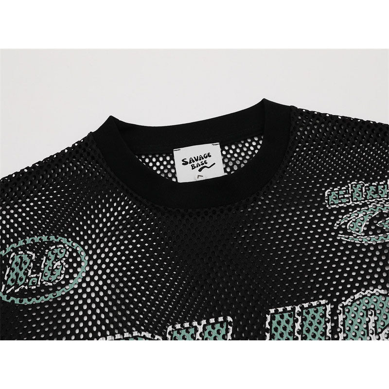 Hip Hop Shirts For Boys Hollow Alphabet Print Short Sleeve Jersey T-Shirt