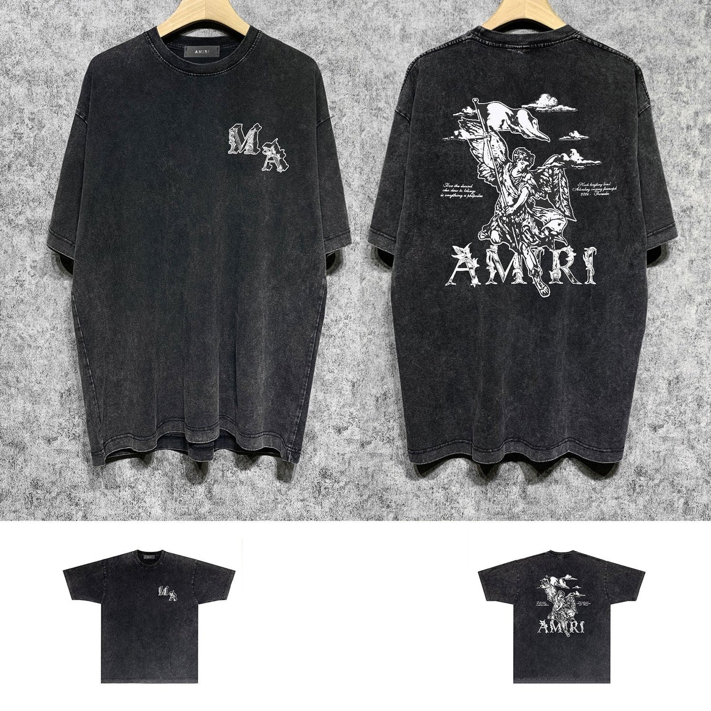 Amiri washed t-shirt ma printing short sleeve