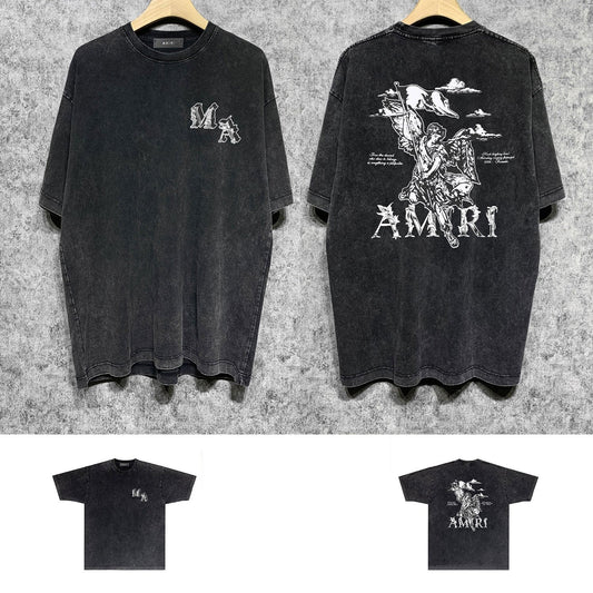 Amiri washed t-shirt ma printing short sleeve