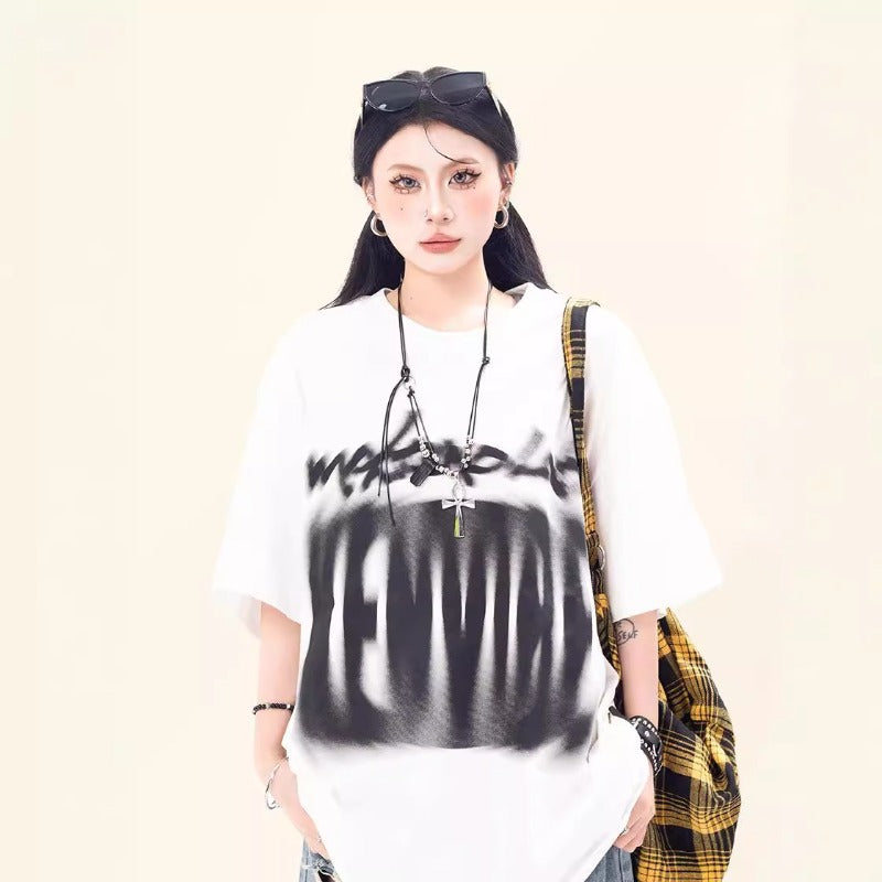 Marcas De Streetwear Vintage Alphabet Print Short Sleeve T-Shirt