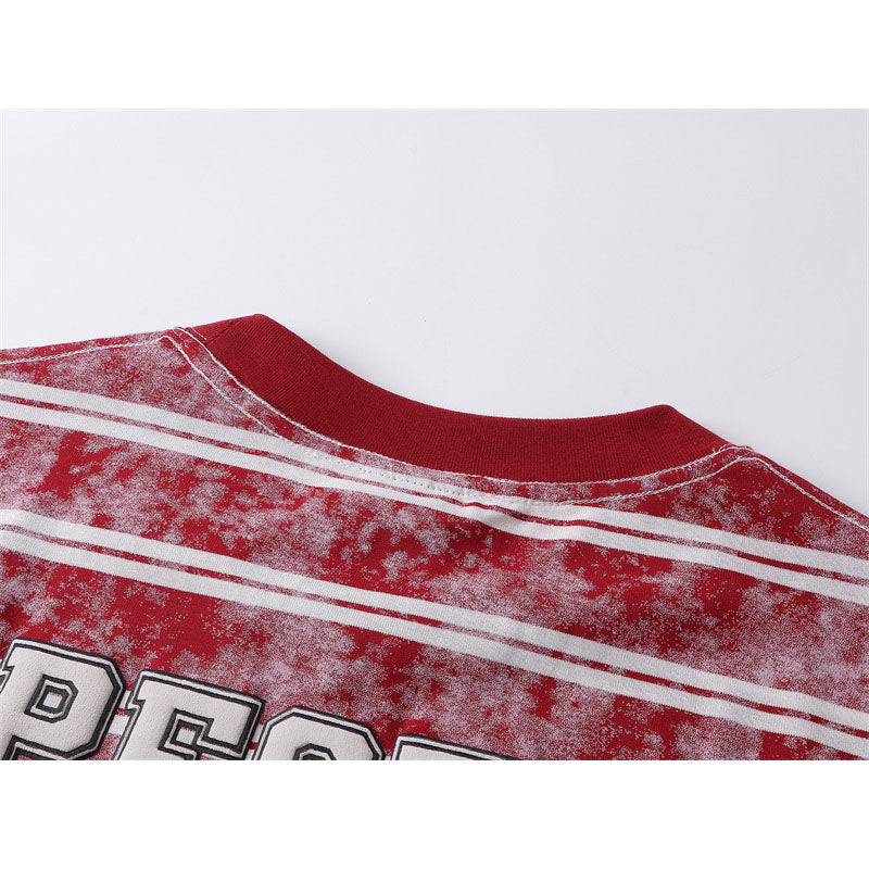 Casual Street Wear Vintage Striped Short Sleeve T-Shirt Crew Neck Loose Casual