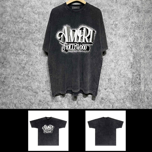 Amiri washed t-shirt stereo hollywood short sleeves