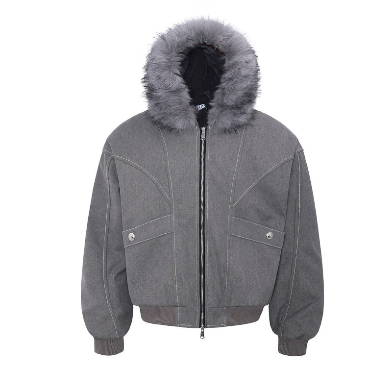 Unisex Down Jacket Men's Winter Fur Collar Padded Jacket