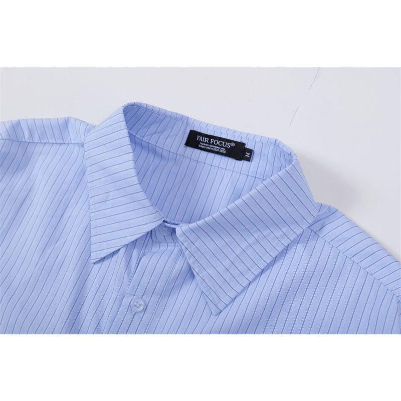 Casual Street Wear Vertical Striped Short Sleeve Shirt Summer Loose Casual Shirt