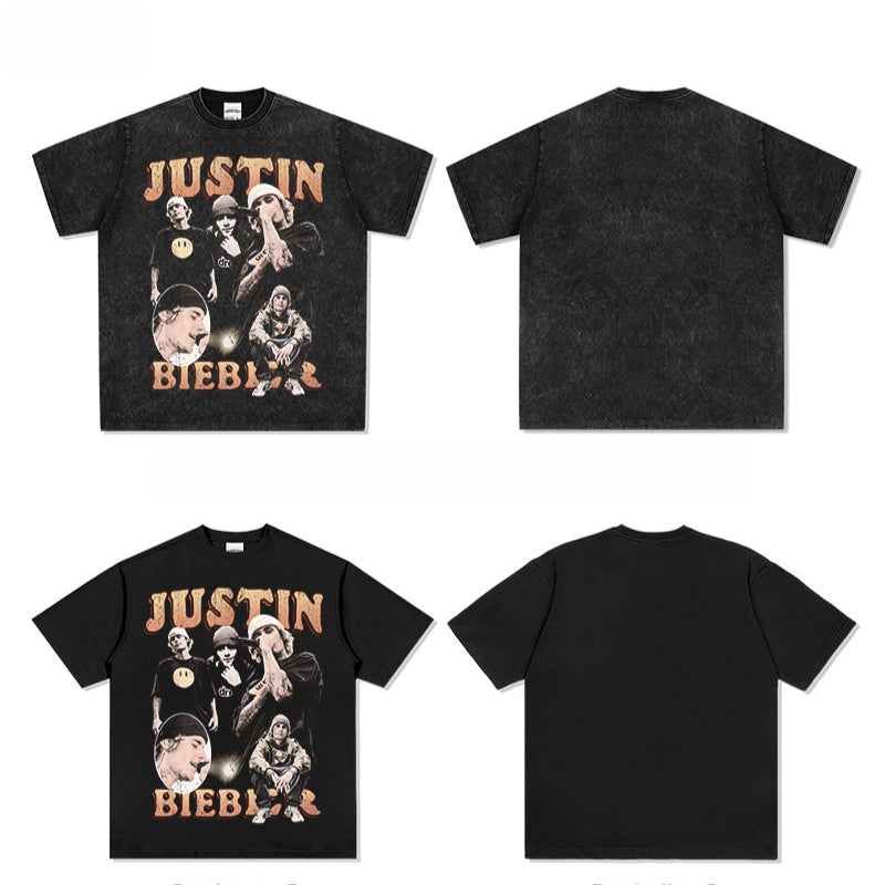 Streetwear masculino Justin Bieber print T-shirt