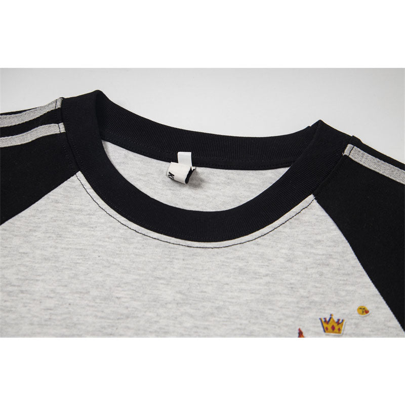 Casual Street Wear Vintage Shoulder Short Sleeve Summer Crew Neck Top