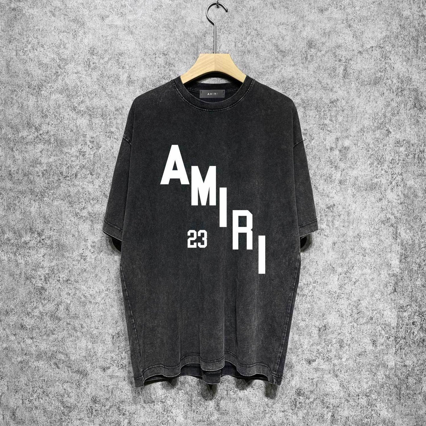 Amiri washed t-shirt ladder text printing short sleeves