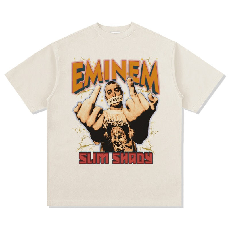 New york hip hop shop vintage hip hop Eminem print short sleeve t-shirt