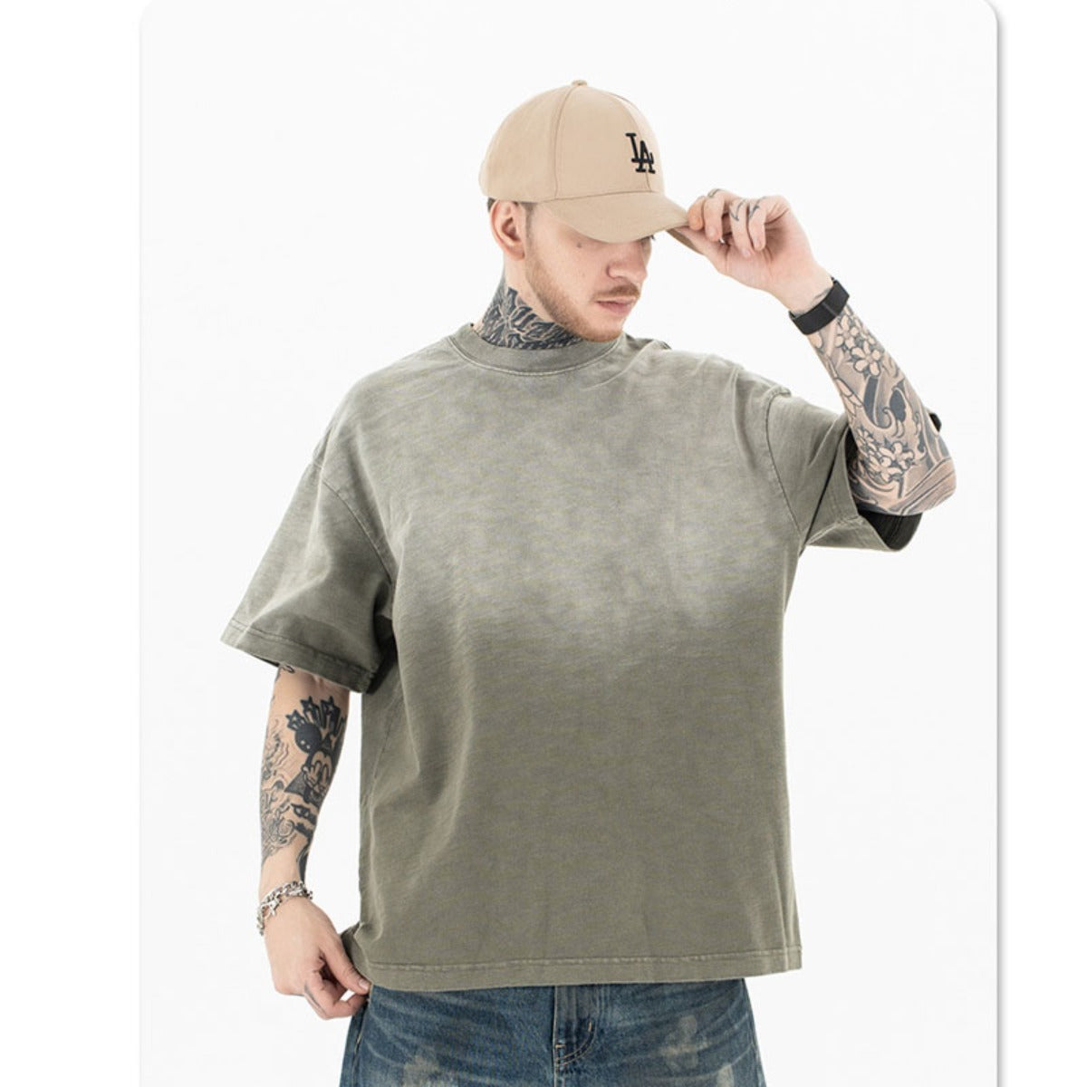 Vic Streetwear summer casual gradual change round neck short sleeve T-shirt