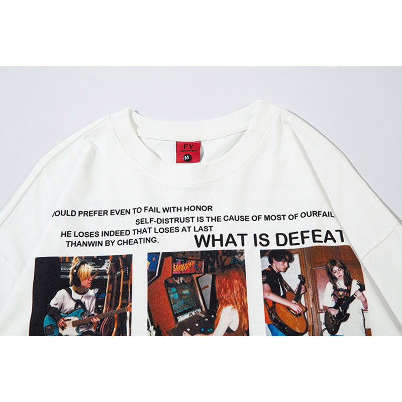 Marcas De Streetwear Loose Hip Hop Classic Rap Star Character Print Crew Neck Long Sleeve T-Shirt