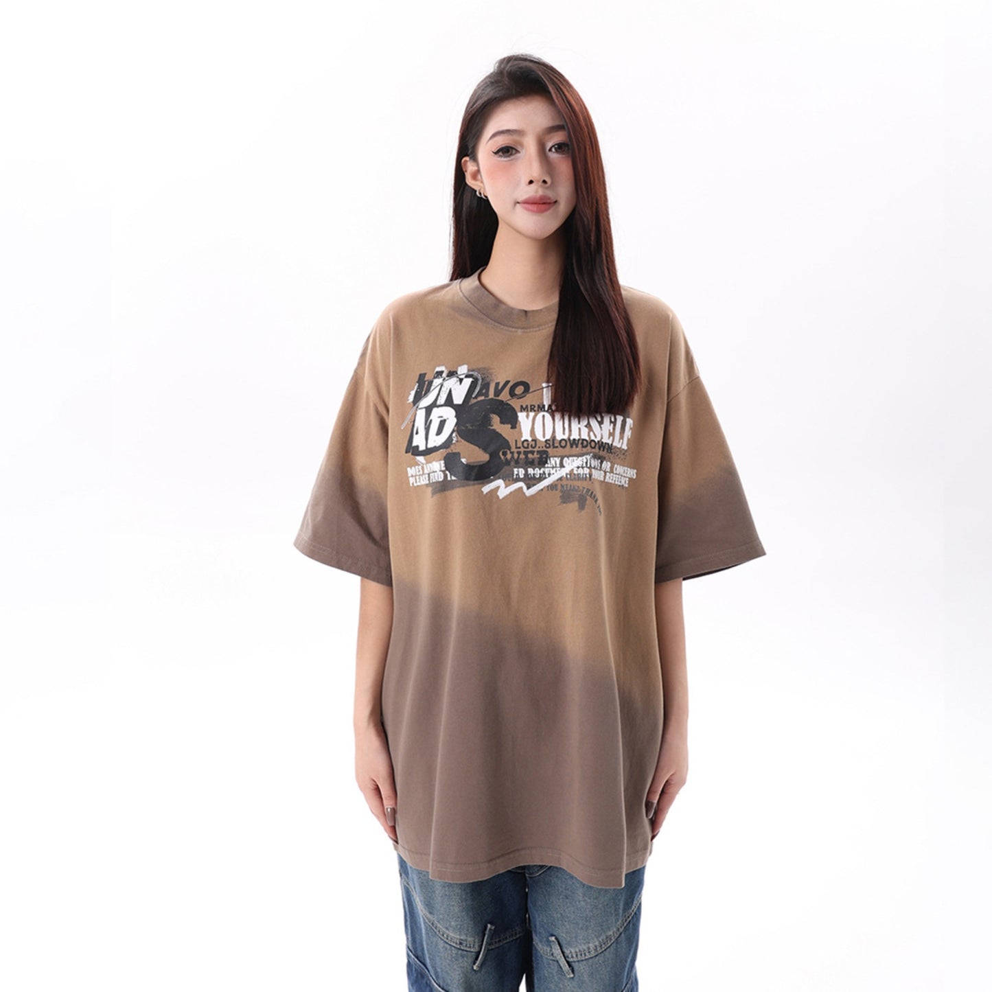 T shirt vintage usa summer retro gradual change color t shirt short sleeve